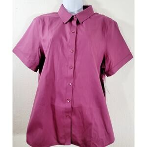 Coldwater Creek Deep Zinnia Purple Pink Button Up 16 Short Sleeves New With Tags